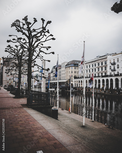 Water area close to town hall in Hamburg, Germany photo
