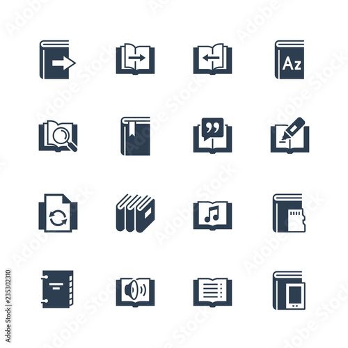Ereader interface related vector icon set