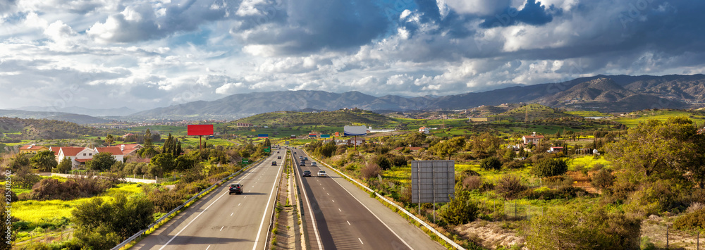 View of A1 motorway, locally referred to as the Nicosia-Limassol highway. Cyprus