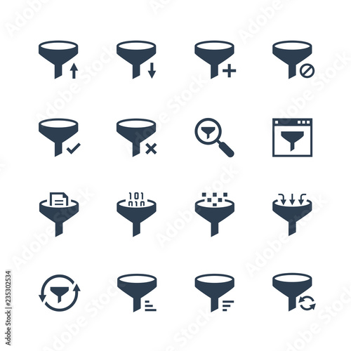 Data filtering vector icon set