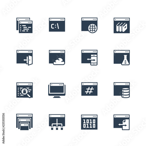 Programming, coding applications vector icon set