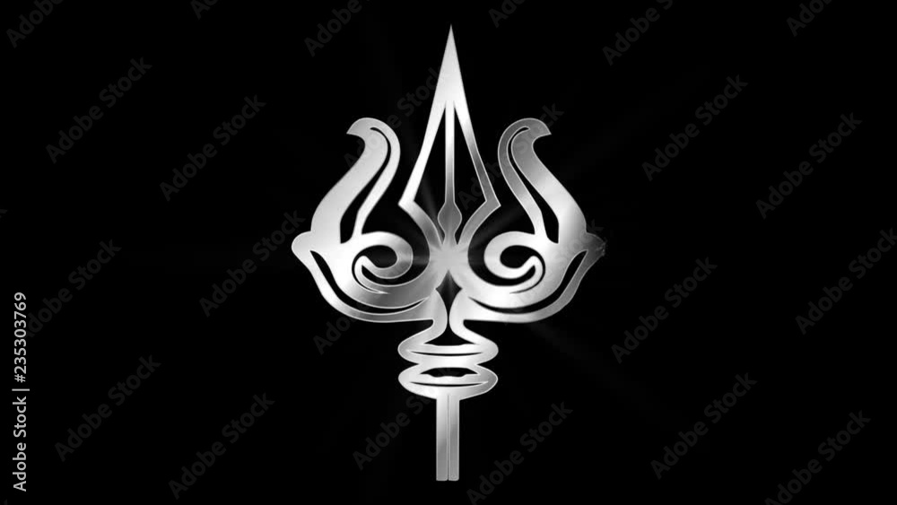 Trident of Shiva Religious symbol Particles Animation, Magical Particle Dust Animation of Religious Trident of Shiva Sign with Rays. Trident of Shiva Religious symbol Particles Animation, Magical Particle Dust Animation of Religious Trident of Shiva Sign with Rays.