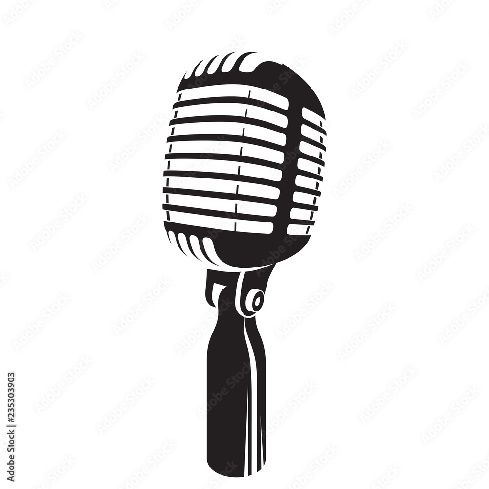 Microphone Black And White Vector