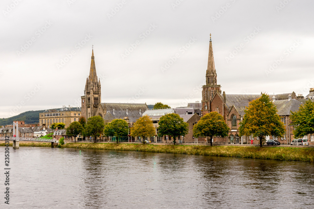 Obraz premium Two famous gothis style churches Inverness city centre, Scotland
