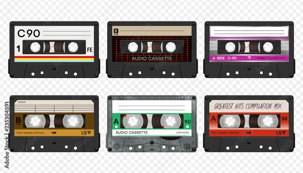 Fototapeta premium Vector compact audio cassettes collection #2