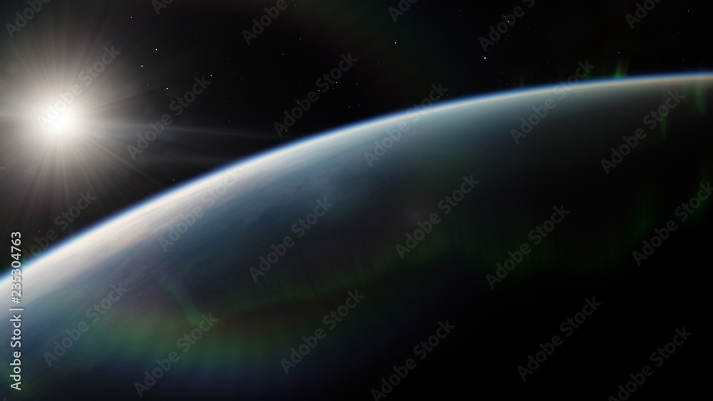 Near, low earth orbit blue planet. this image elements furnished by NASA.