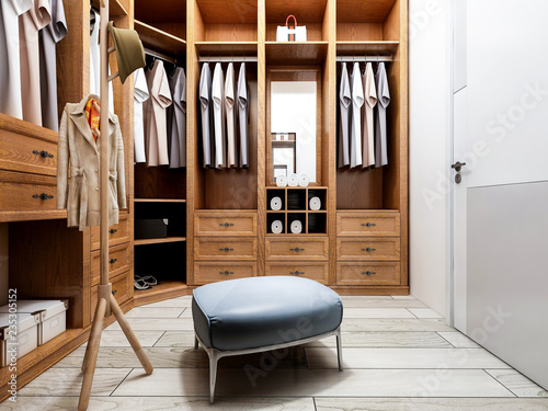 Fotografia, Obraz Narrow coat closet, brown closet