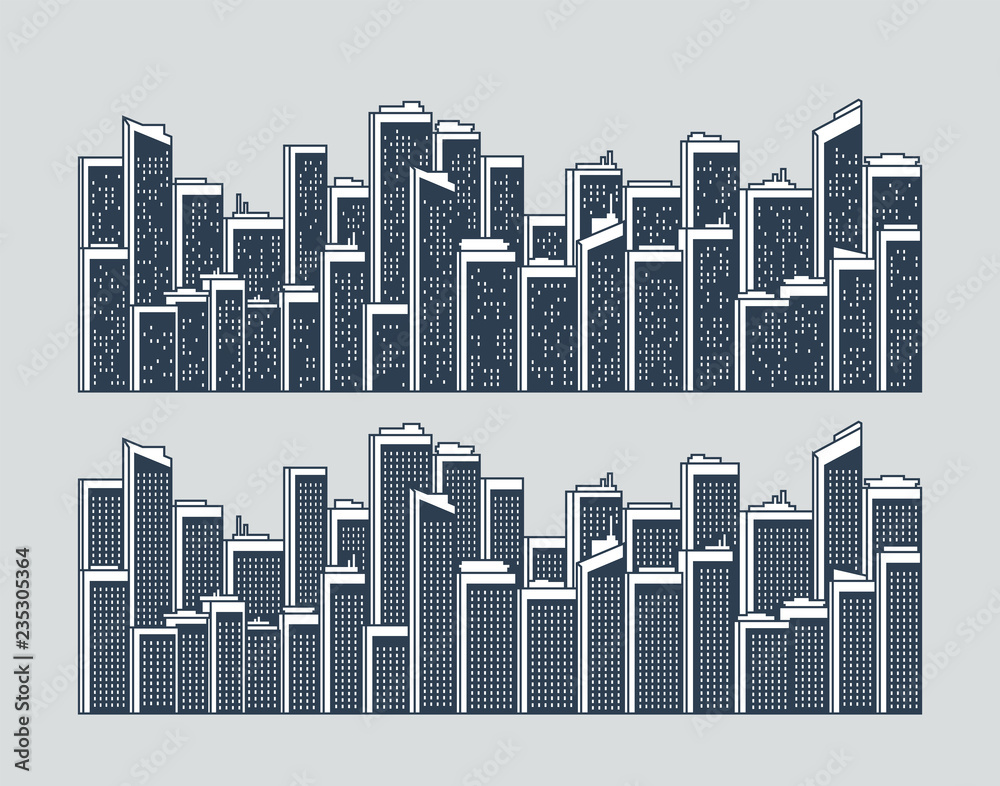 Cityscape, urban landscape, silhouettes of buildings