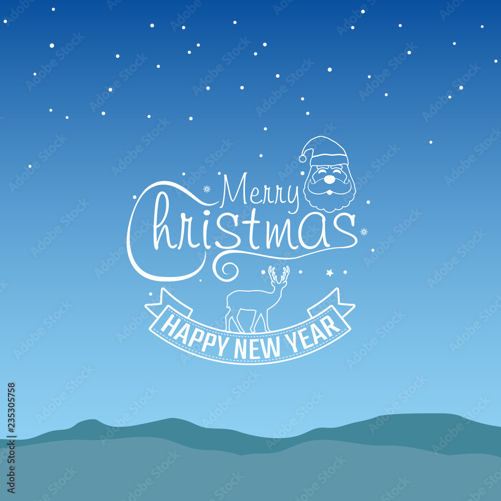 Fototapeta Christmas background Merry Christmas and New Year typographical on holidays background for use in design. Eps10 vector.