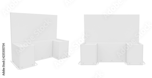 white empty showcase isolated on a white background, 3D rendering