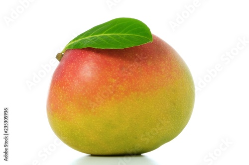 mango with leaf isolated on white background