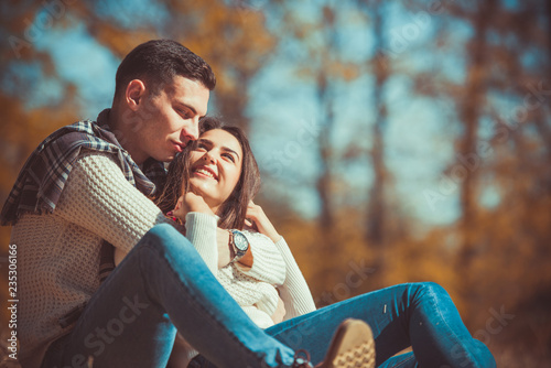 Cute couple hugging outdoors in the park © qunica.com