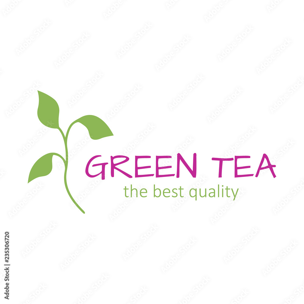 Fototapeta premium Logo green tea brand label icon vector illustration