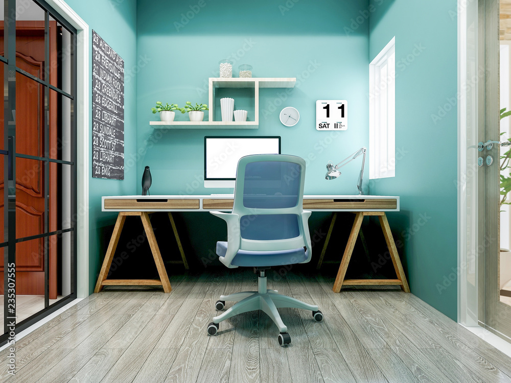 Fototapeta premium Modern home office study design and decoration