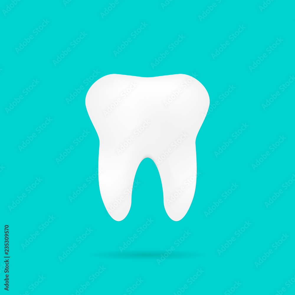 Tooth on turquoise background with shadow, vector Tooth on turquoise background with shadow, vector