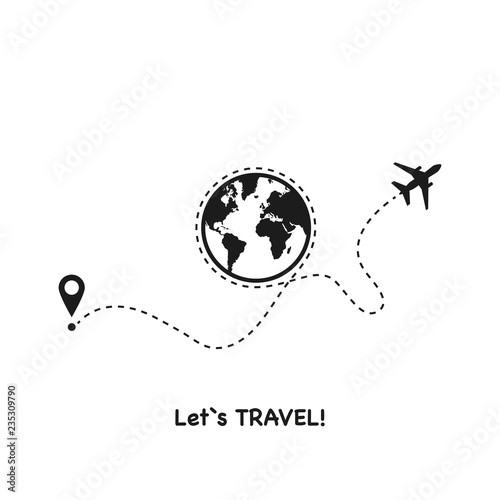 Let's go travel on a white background, vector illustration