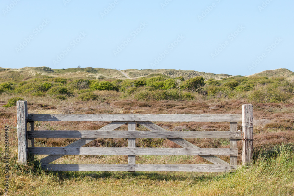 wooden gate in landscape