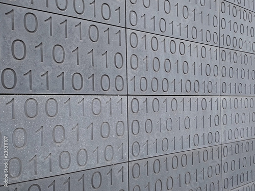 Binary code, zeroes and ones wall background texture