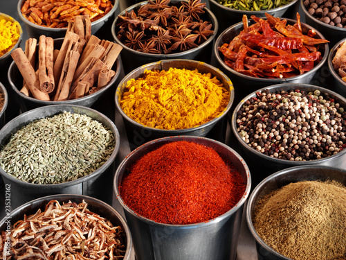 Fototapeta Naklejka Na Ścianę i Meble -  SELECTION OF ASIAN SPICES