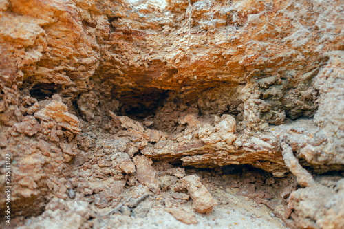 destroyed ground surface.