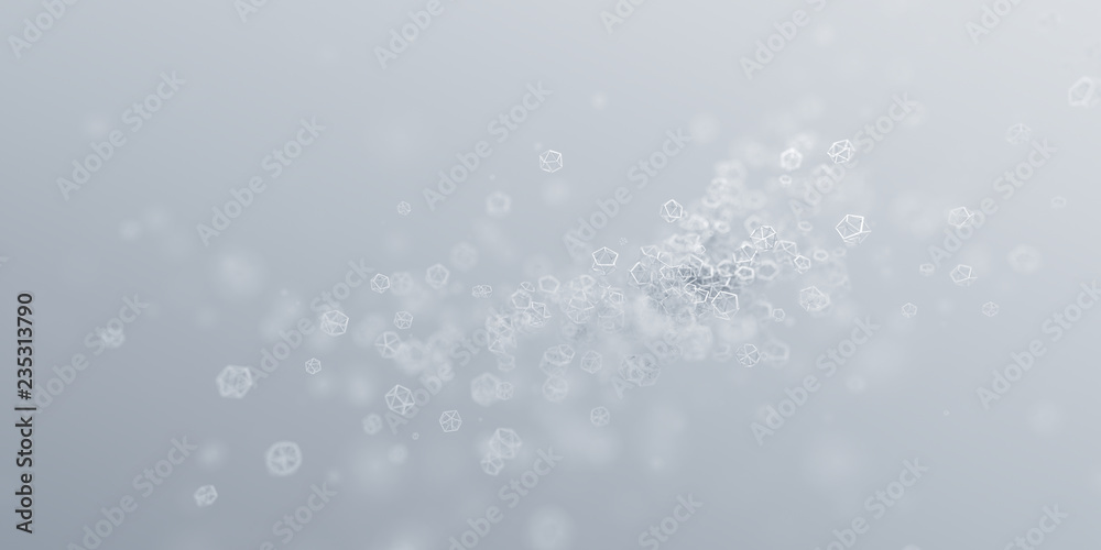 Abstract 3d rendering of geometric particles. Molecular structure concept. Modern scientific background design Abstract 3d rendering of geometric particles. Molecular structure concept. Modern scientific background design