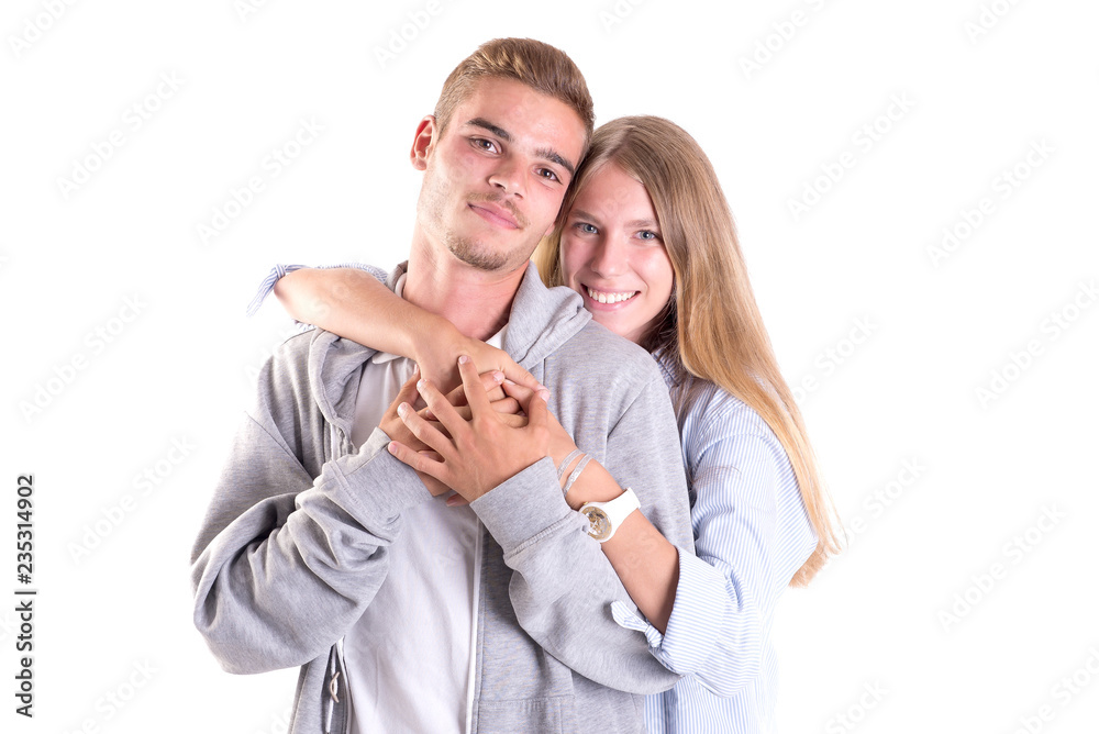 teenage couple posing