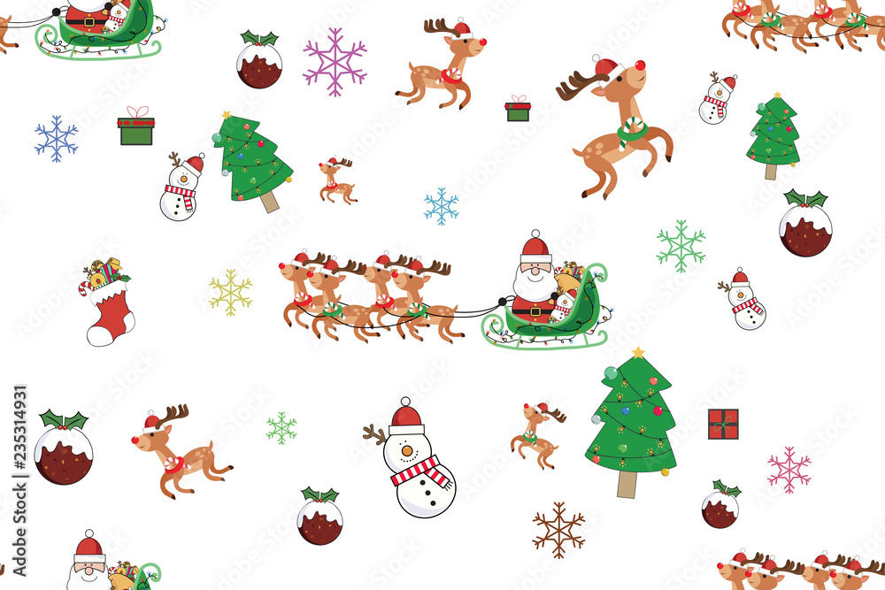 Fototapeta premium Seamless pattern for the New Year. Vector illustration of Christmas repeating wallpaper.