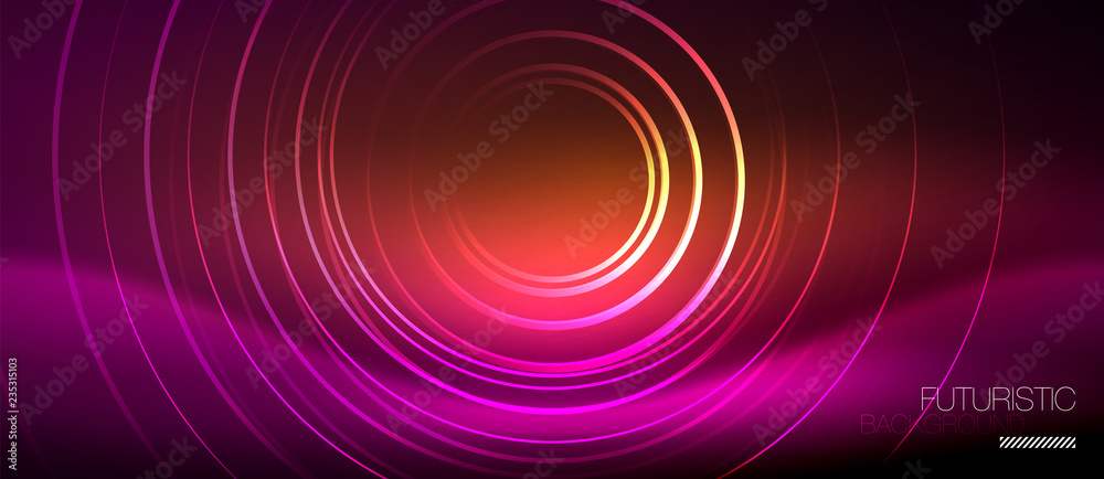 Neon glowing techno lines, hi-tech futuristic abstract background template with square shapes Neon glowing techno lines, hi-tech futuristic abstract background template with square shapes