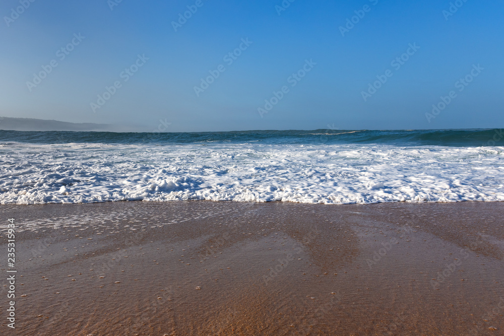Atlantic ocean coast in morning time next to Nazare, Portugal. Atlantic ocean coast in morning time next to Nazare, Portugal.