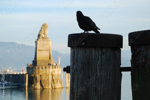 Harbour entrance of Lindau,  Lake Constance (German: Bodensee) with the Bavarian Lion. © Olaf