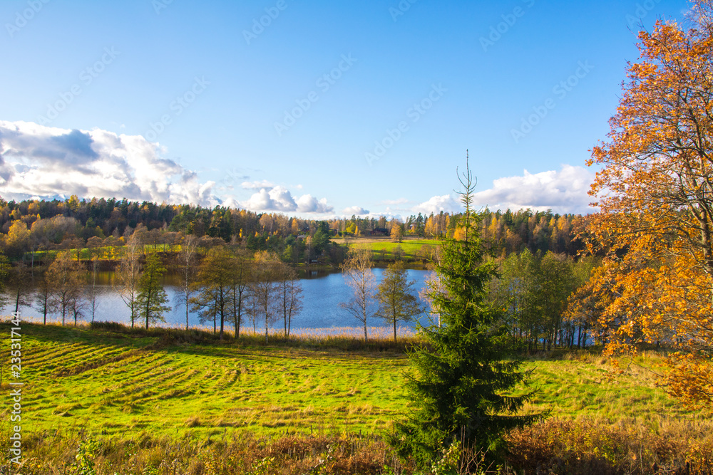 Nuuksio lake view in autumn, Espoo, Finland