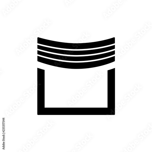 Vector illustration of fabric pelmet with central pleated drapery. Flat icon of window valance. Isolated object