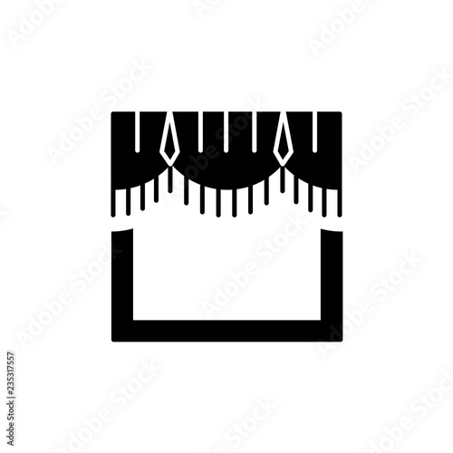 Fabric pelmet. Vector illustration. Flat icon of scalloped valance. Top window decoration. Isolated object