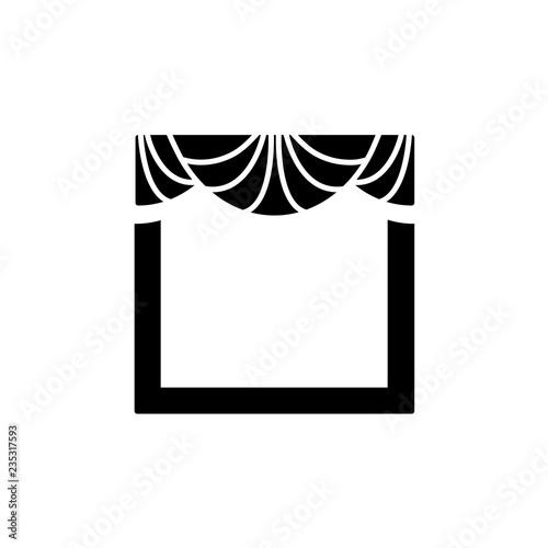 Fabric valance with drapery. Vector illustration. Flat icon of pelmet with fans. Top window decoration. Isolated object