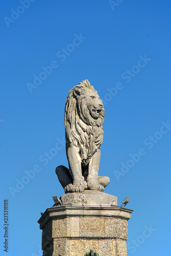 Harbour entrance of Lindau, Lake Constance (German: Bodensee) with the Bavarian Lion.