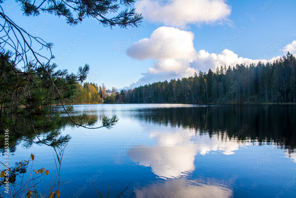 Fototapeta premium Lake view, Espoo, Finland