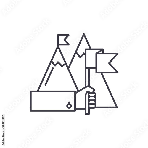Ambitious goals line icon concept. Ambitious goals vector linear illustration, sign, symbol