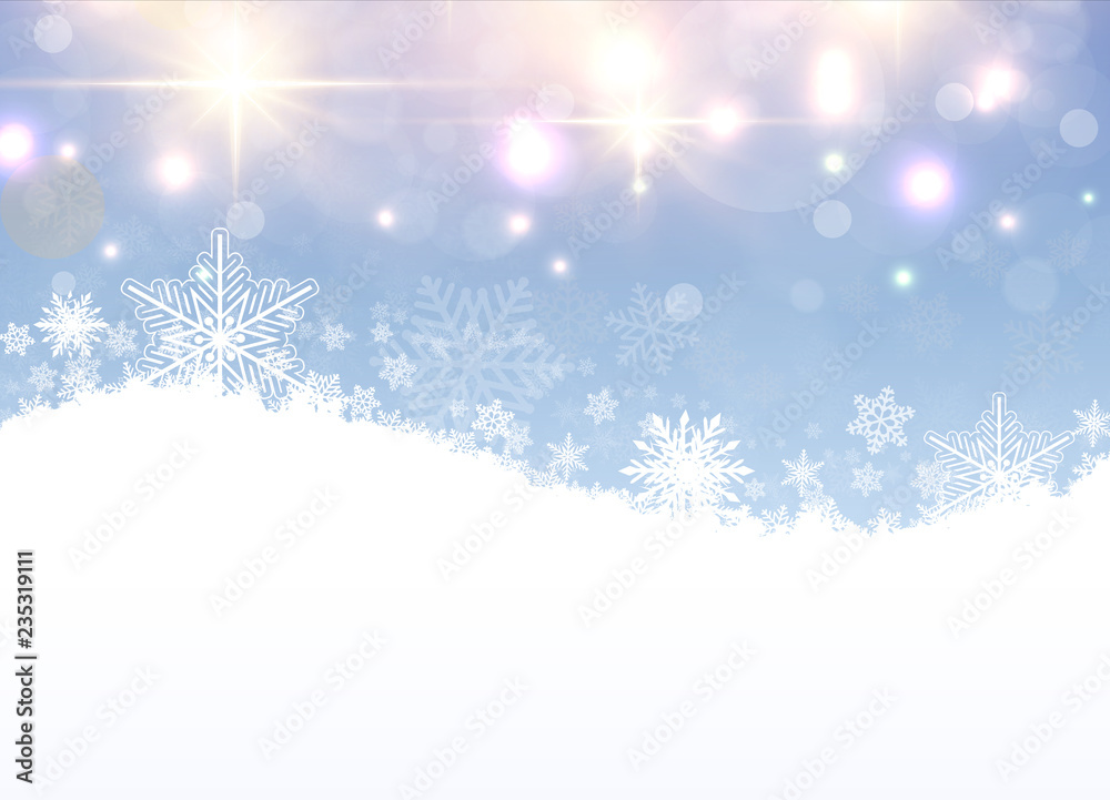 Christmas winter background with snowflakes, snow vector background.