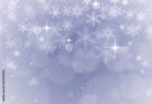Christmas background with snowflakes, winter snowing vector  background.