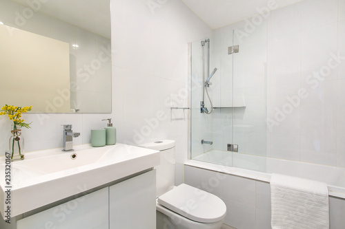 Spacious bathroom  clean  beautiful  luxurious  bright room