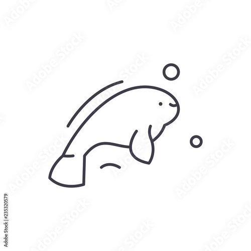 Beluga line icon concept. Beluga vector linear illustration, sign, symbol