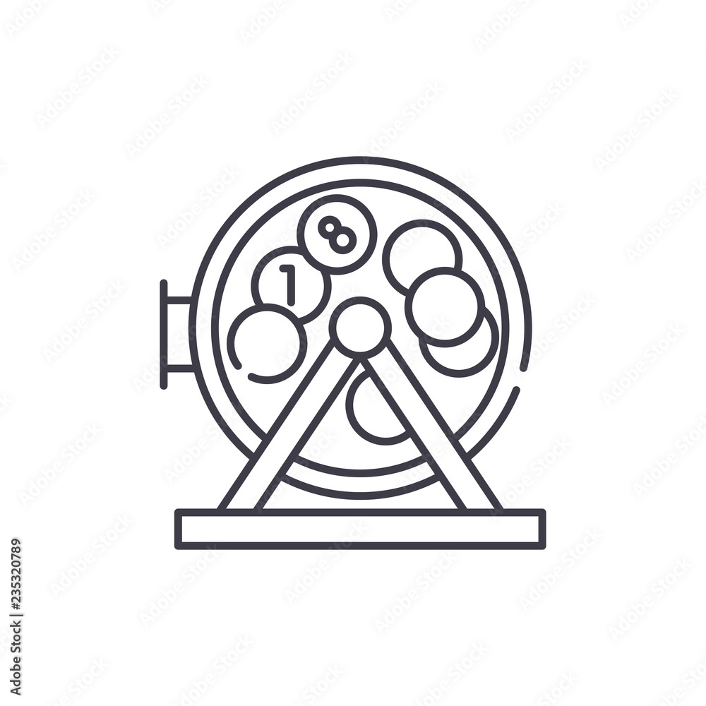 Bingo balls and lotto line icon concept. Bingo balls and lotto vector linear illustration, sign, symbol