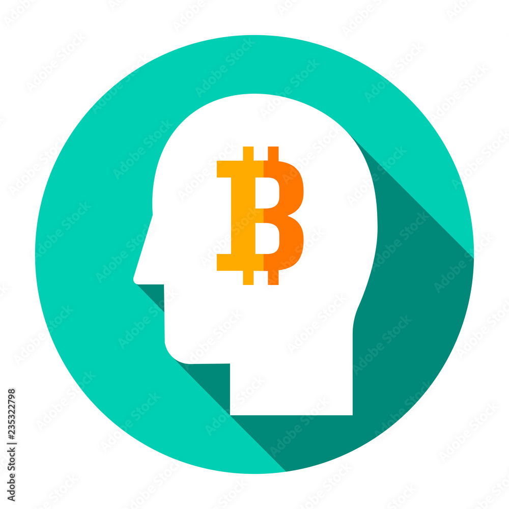 Bitcoins business icon. Head with cryptocurrency sign Bitcoins business icon. Head with cryptocurrency sign