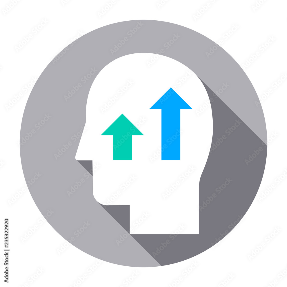 Up arrows arrows icon. Head with business and finance up arrows sign