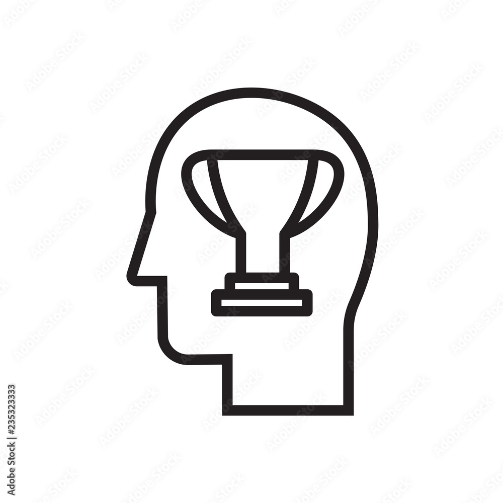 Trophy people icon. Head with success, winner, user head sign Trophy people icon. Head with success, winner, user head sign