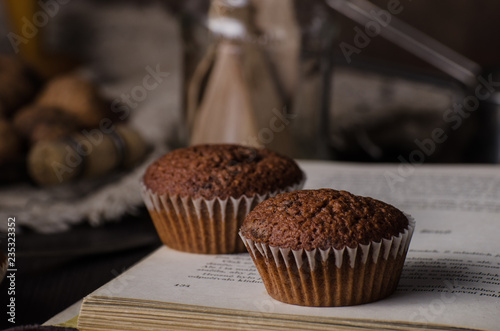 Chocolate muffins photography