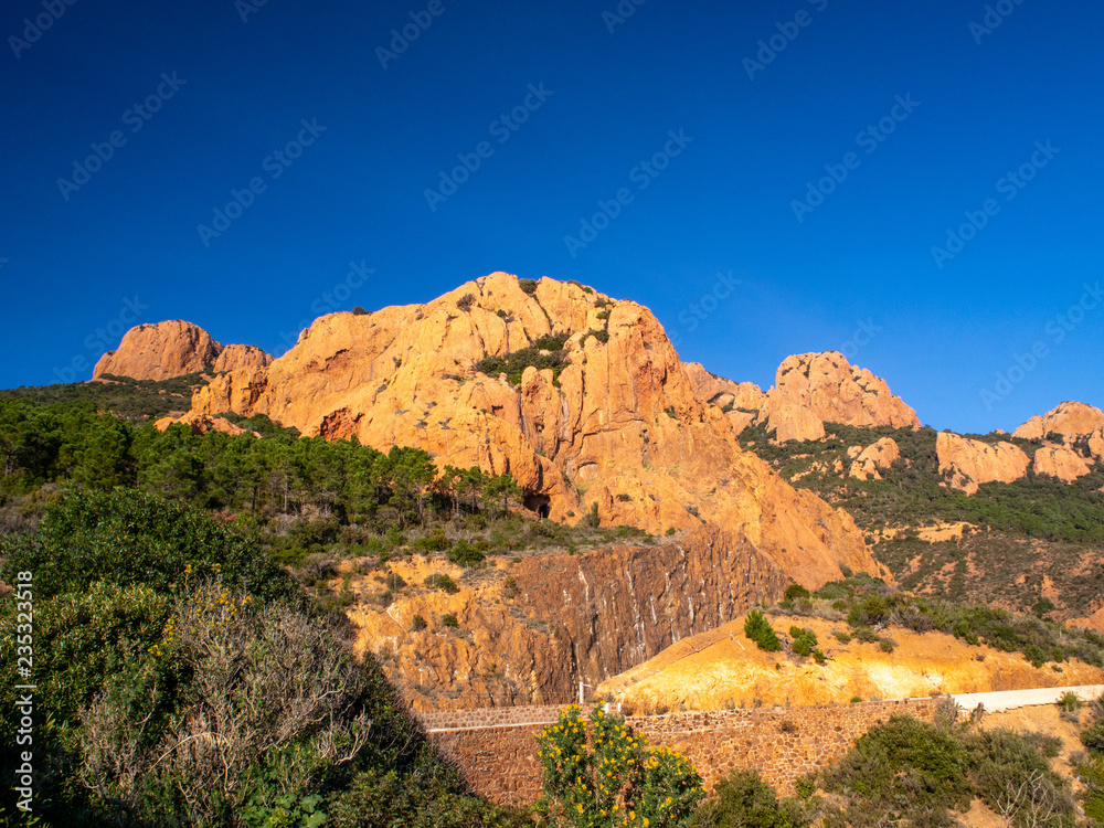 Esterel mountains in French Riviera in winter