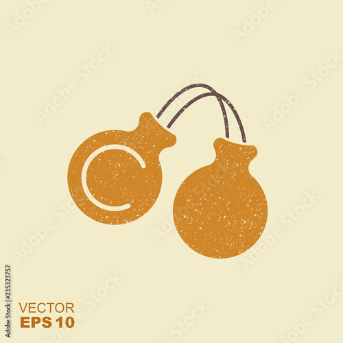 Spanish castanets vector icon with scuffed effect in a separate layer