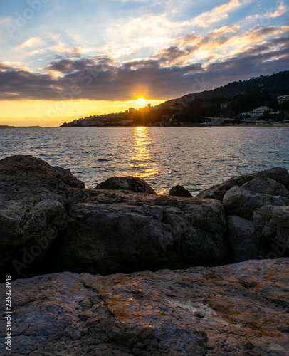 sunset on the Mediterranean coastline