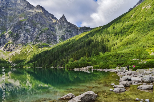 The beautiful lake of Morskie Oko in the Tatra Mountains, near Zakopane, Poland